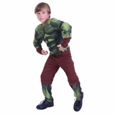 Gespierde groene held verkleedkleding voor jongens