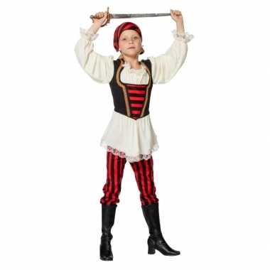 Piraten verkleedkleding rood/zwart voor meisjes