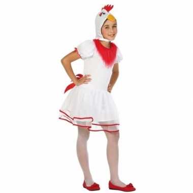 Witte hen/kip pok verkleedkleding voor meisjes