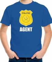 Carnaval shirt verkleedkleding politie embleem agent blauw voor kinderen