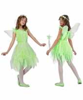 Groen toverfee elf verkleedkleding met vleugels voor meisjes