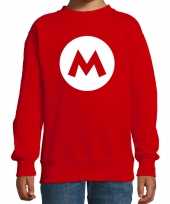 Mario loodgieter carnaval verkleed sweater rood voor kinderen