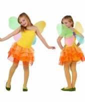 Meisjes vlinder verkleedkleding geel oranje