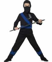 Verkleedkleding ninja zwart blauw voor kinderen
